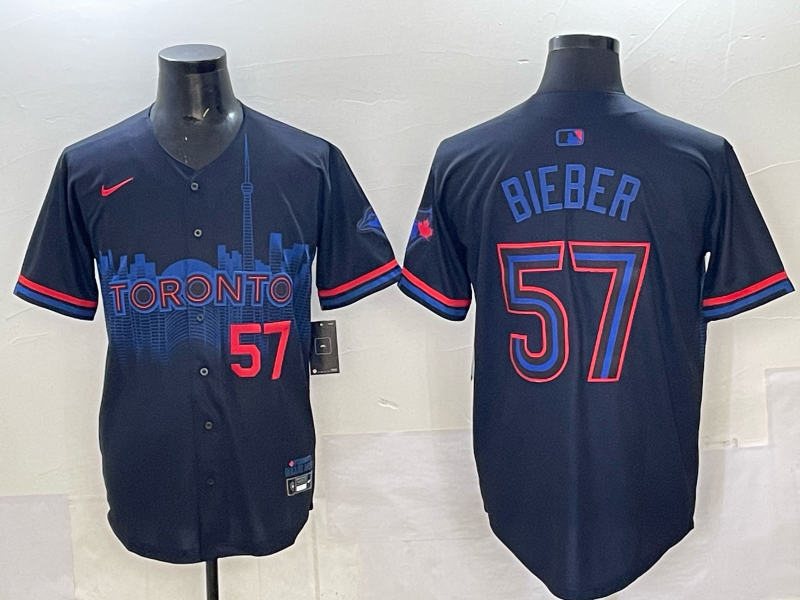 Men 2025 Toronto Blue Jays 57 Bieber Blue Nike MLB Jersey 003